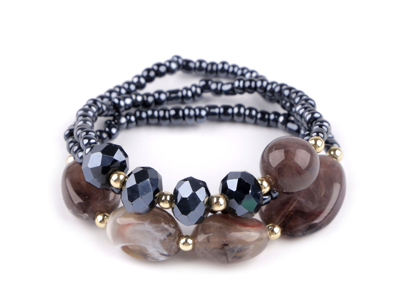 Elastic bracelet set of 3 pieces - Gray hematite (1 Set)