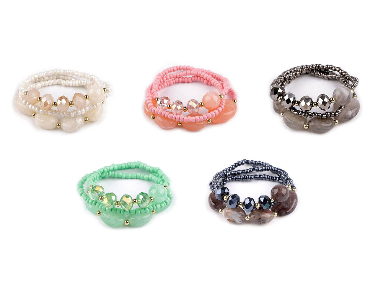 Elastic bracelet set of 3 pieces - Gray hematite (1 Set)