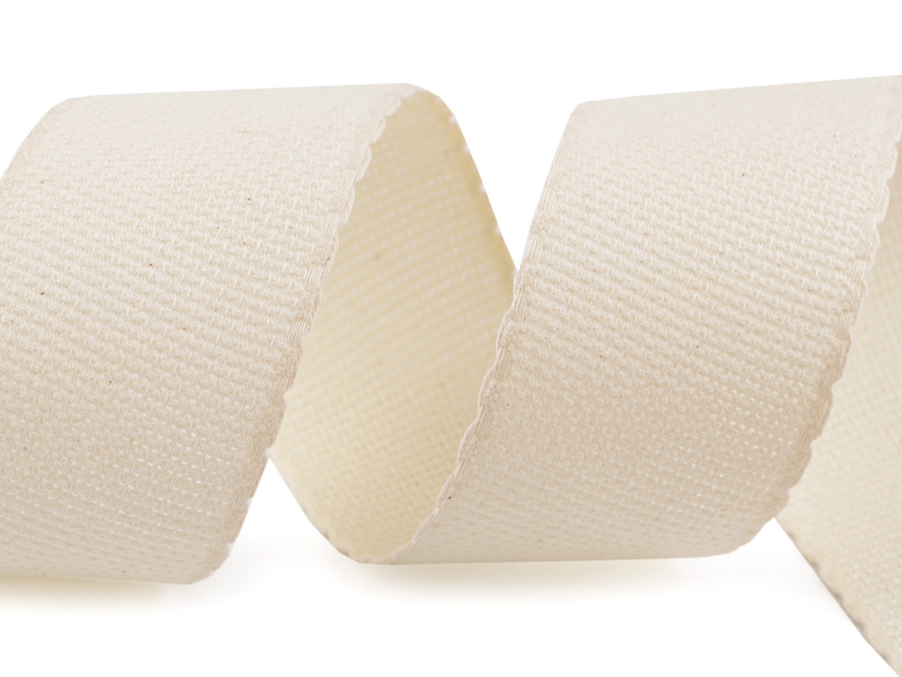 Canvas / needlepoint embroidery belt  width 50 mm scalloped edge - White natural (1 Meter)
