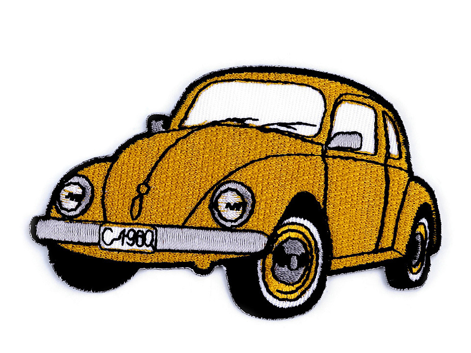 Iron on patch car, tractor, boat - Yellow light (1 Piece)