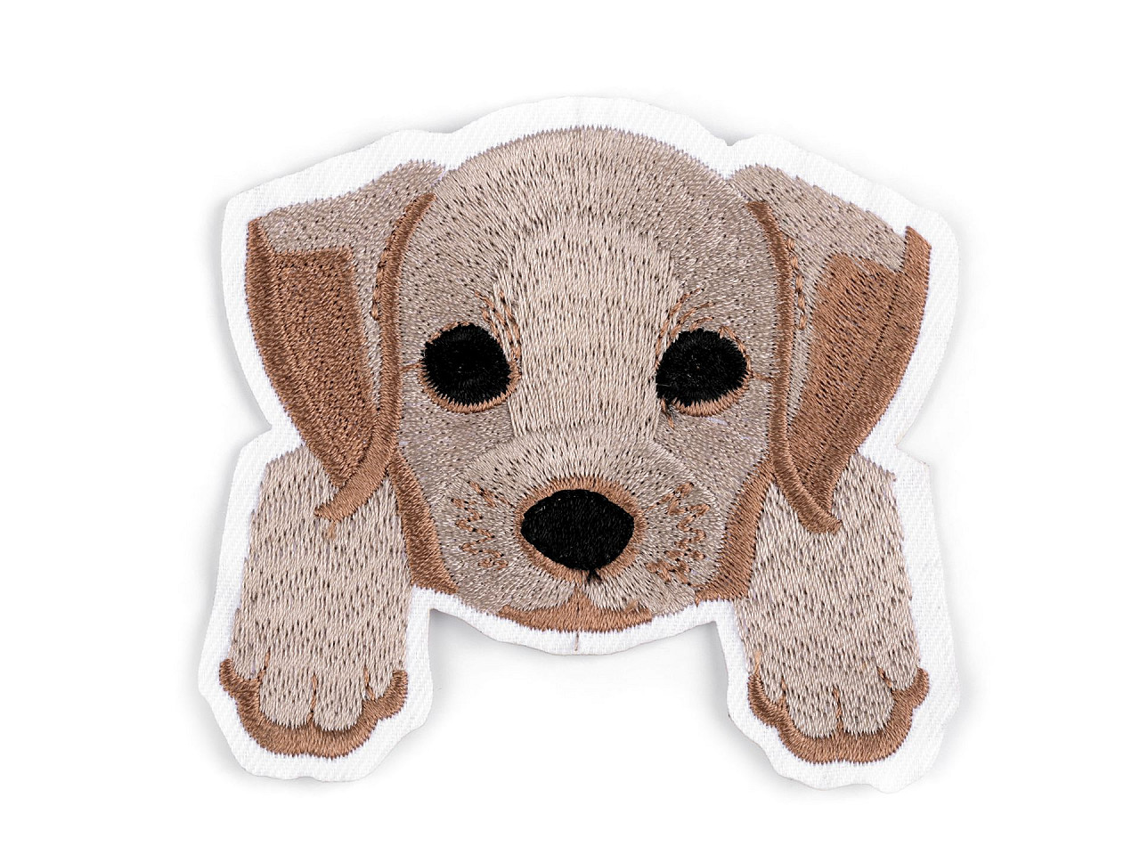 Embroidered iron-on patch dog - Brown (1 Piece)