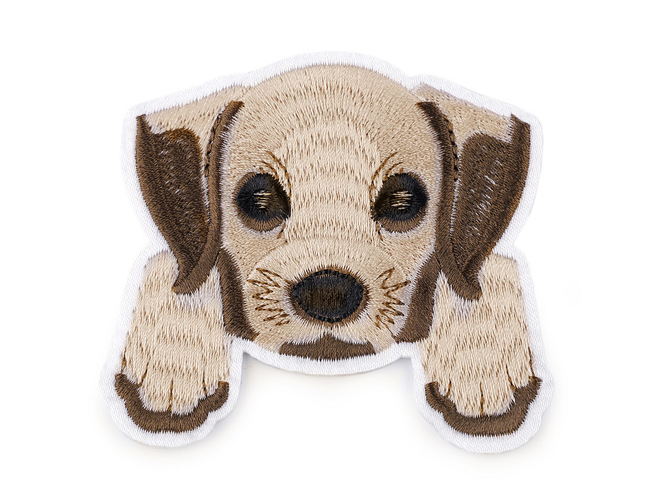 Embroidered iron-on patch dog - Brown (1 Piece)