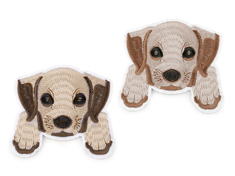 Embroidered iron-on patch dog - Brown (1 Piece)