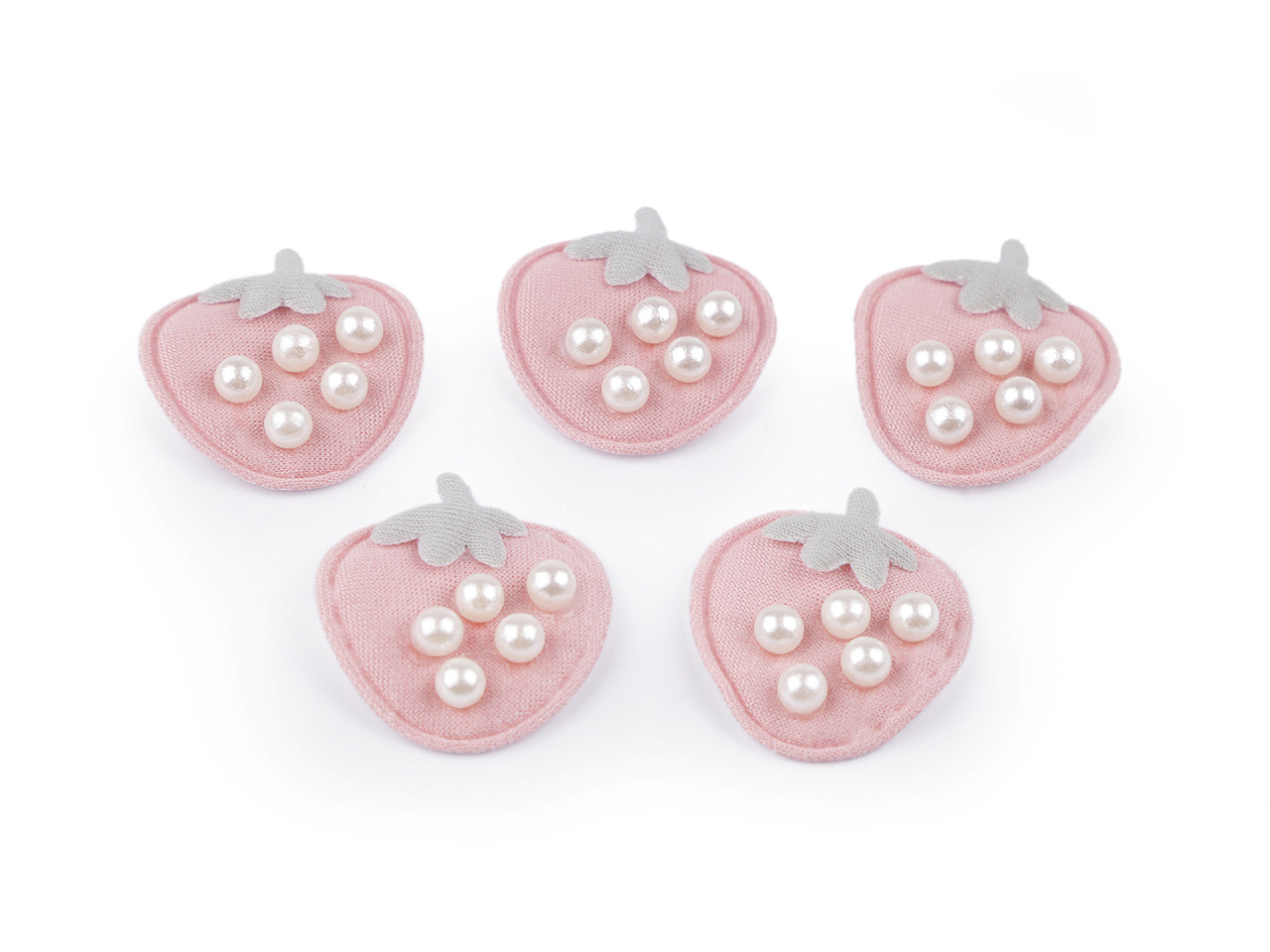 Aapplique / sew-on patch strawberry, heart - Powder (10 Pieces)