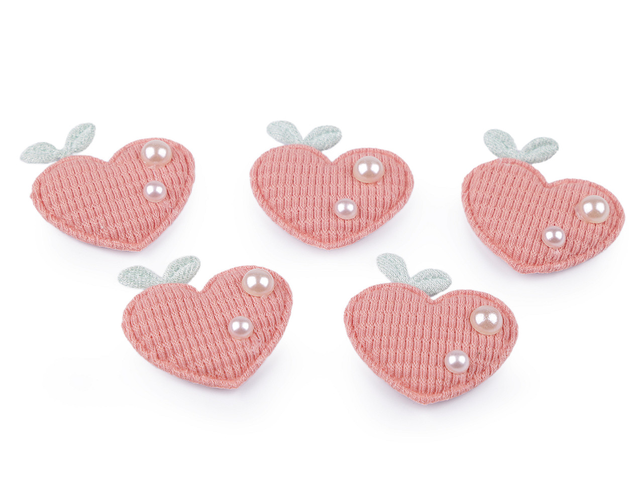 Aapplique / sew-on patch strawberry, heart - Powder (10 Pieces)