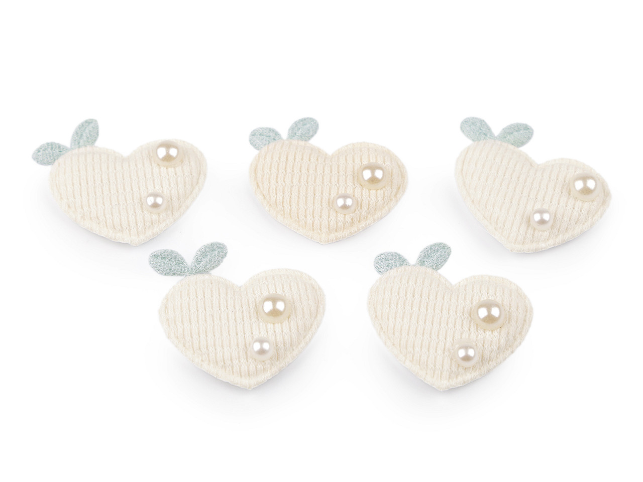 Aapplique / sew-on patch strawberry, heart - Powder (10 Pieces)