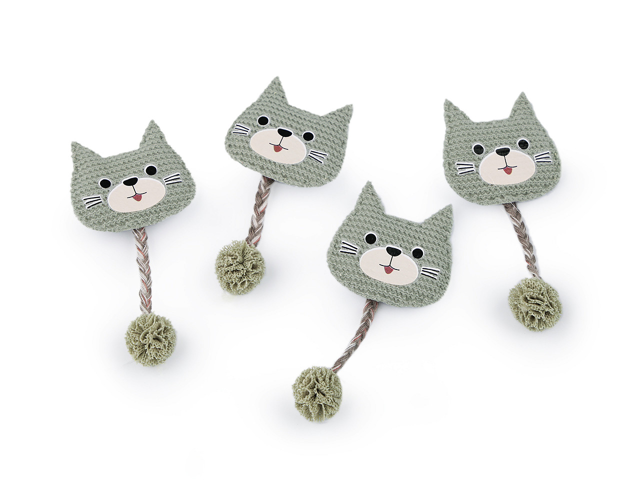 Applique / sew-on patch, cat - Black (1 Piece)