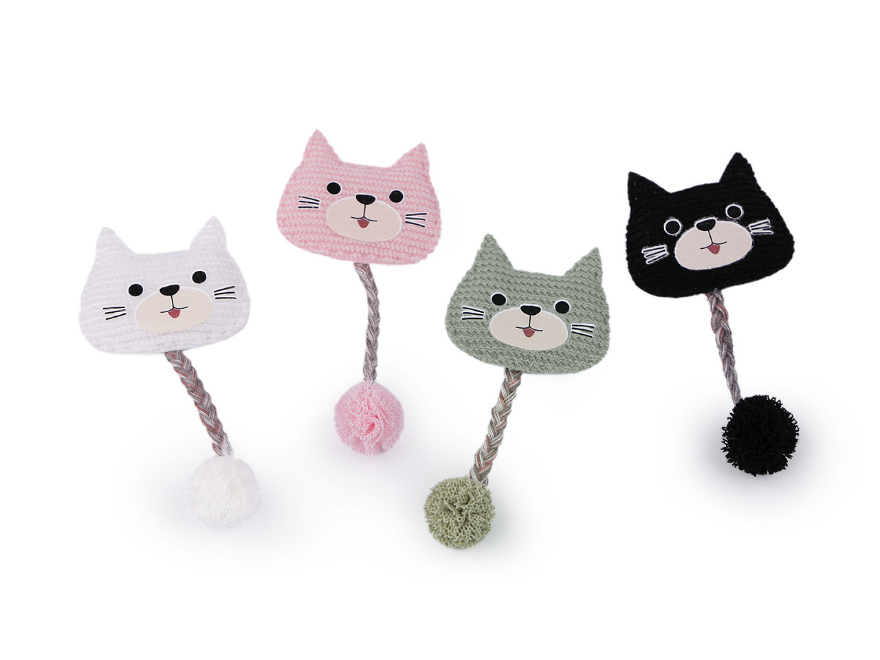 Applique / sew-on patch, cat - Black (1 Piece)