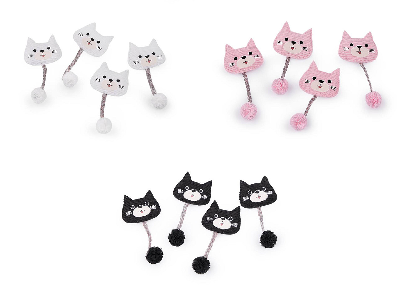 Applique / sew-on patch, cat - Black (1 Piece)