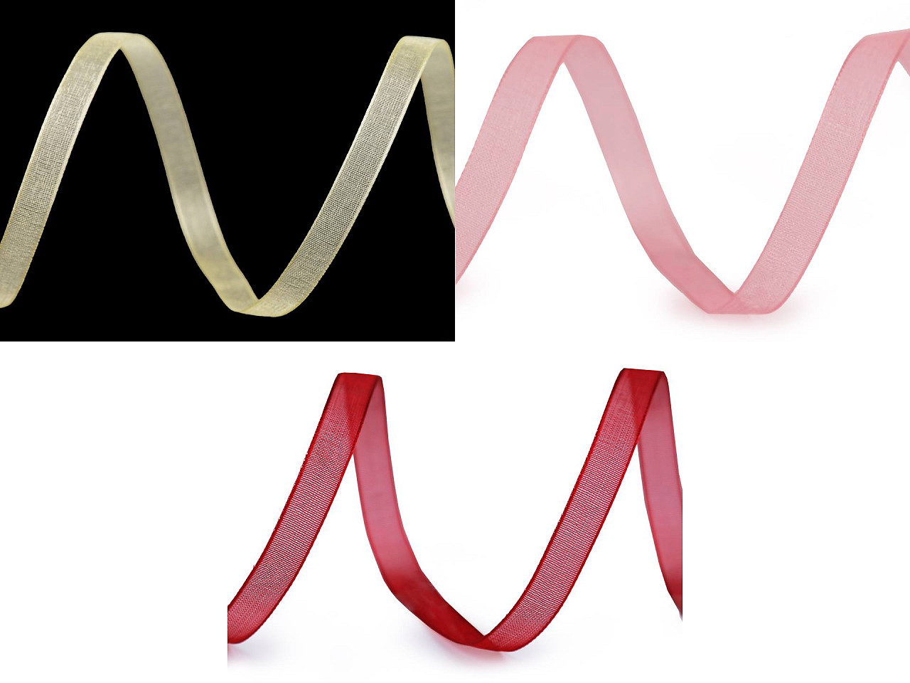 Chiffon / monofilament ribbon width 7 mm - Red (200 Meters)