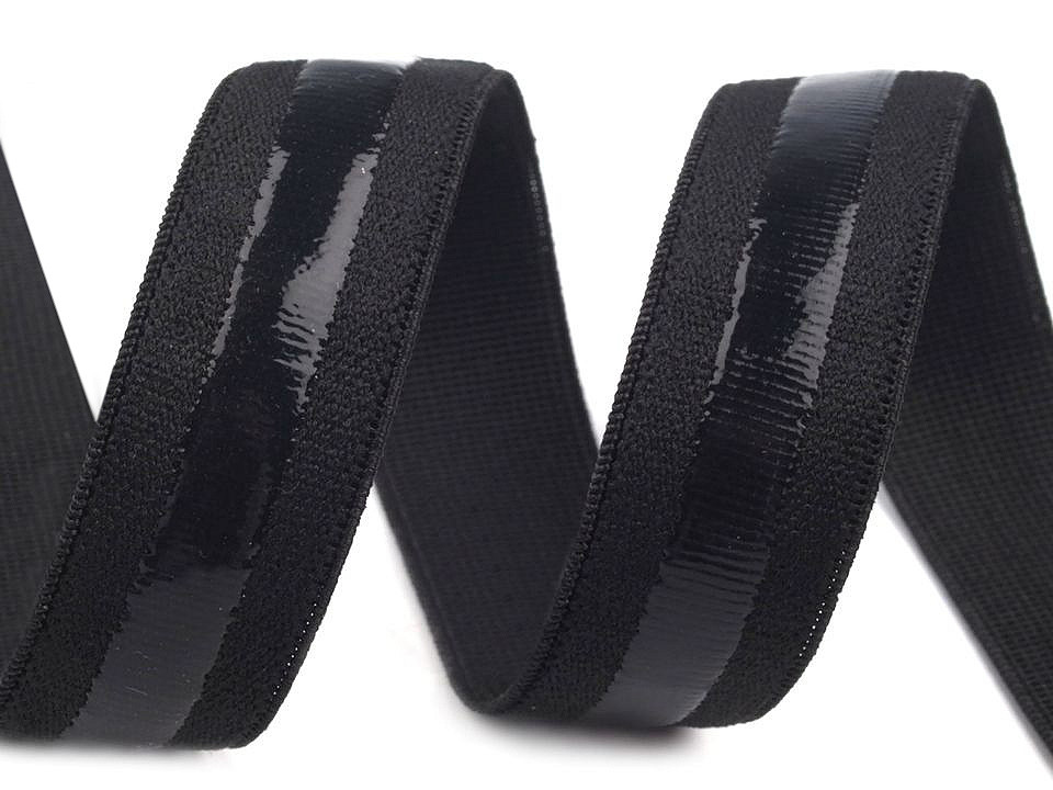 Elastic non-slip band / silicone backed gripper width 20 mm - Black (5 Meters)