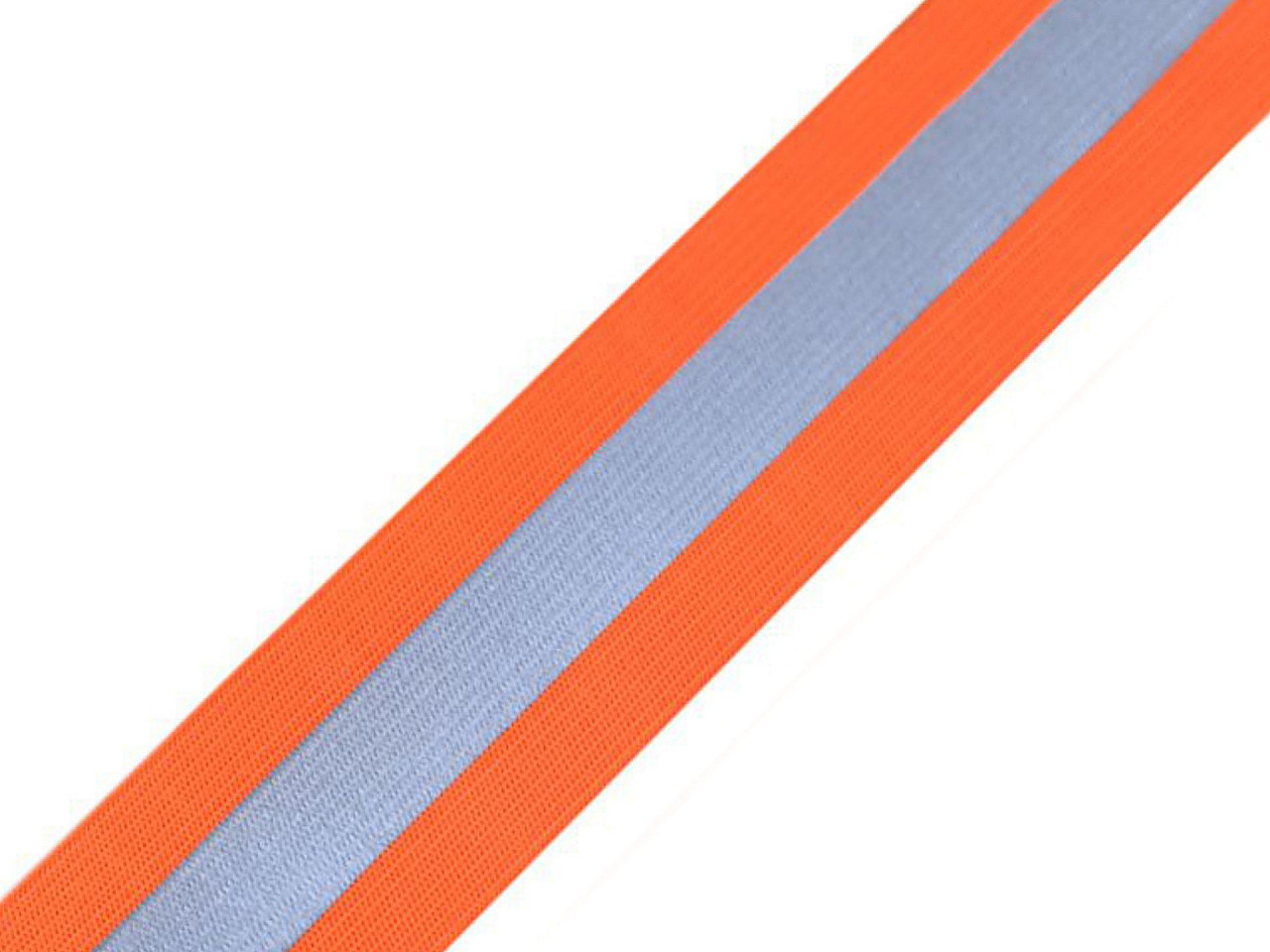Elastic tape with reflective stripe width 40 mm - Orange (1 Meter)