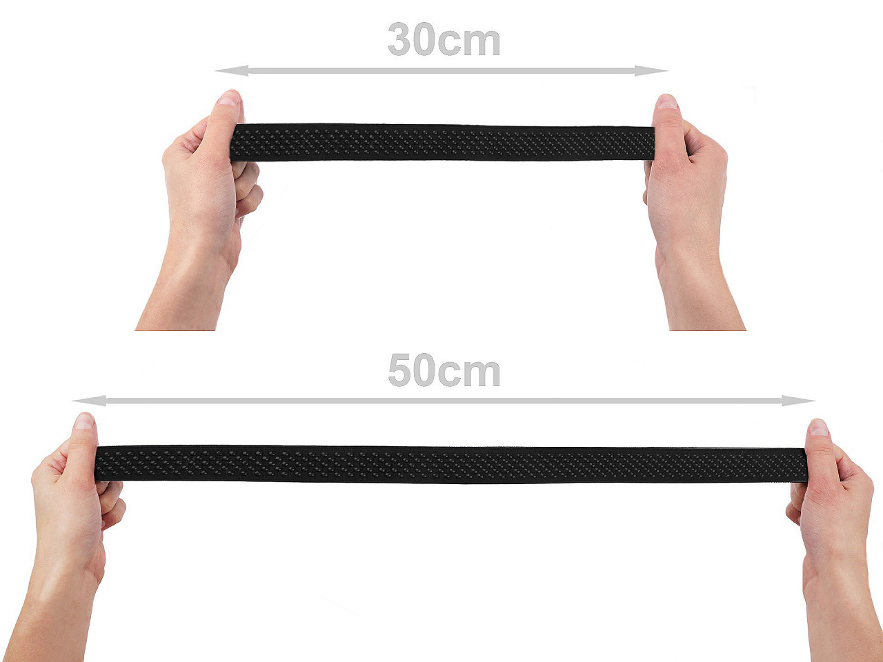 Elastic non-slip band / silicone backed gripper width 25 mm - Black (1 Meter)