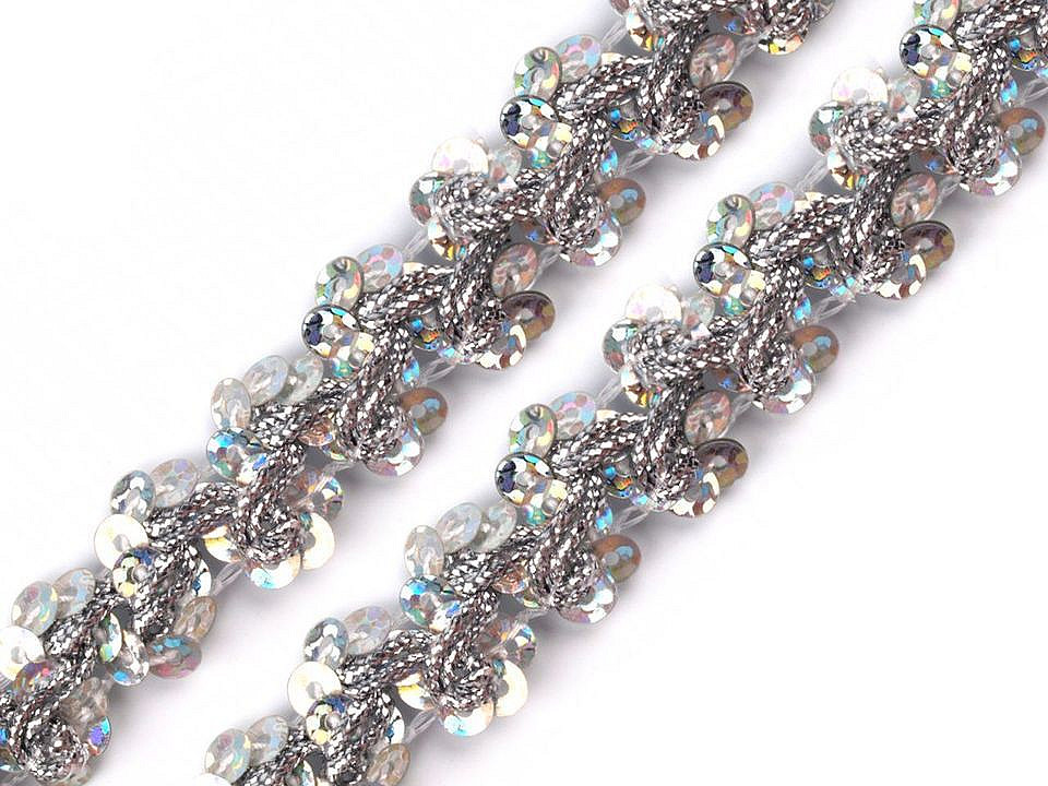 Sequin gimp trim braid width 15 mm hologram effect - Gold (1 Meter)