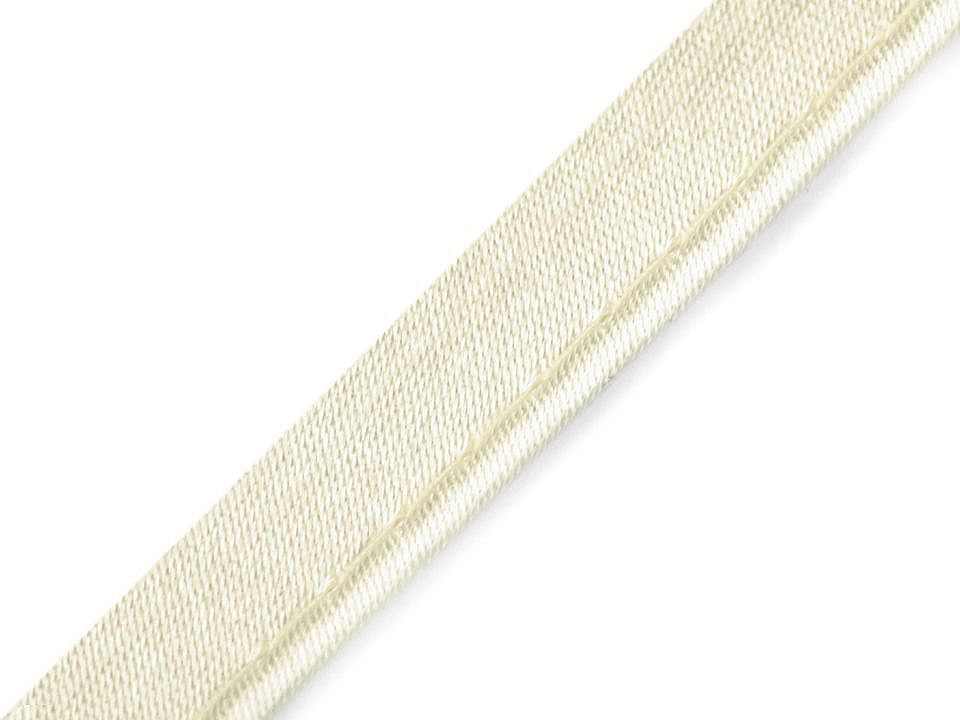 Satin bias insertion piping width 10 mm - White (20 Meters)