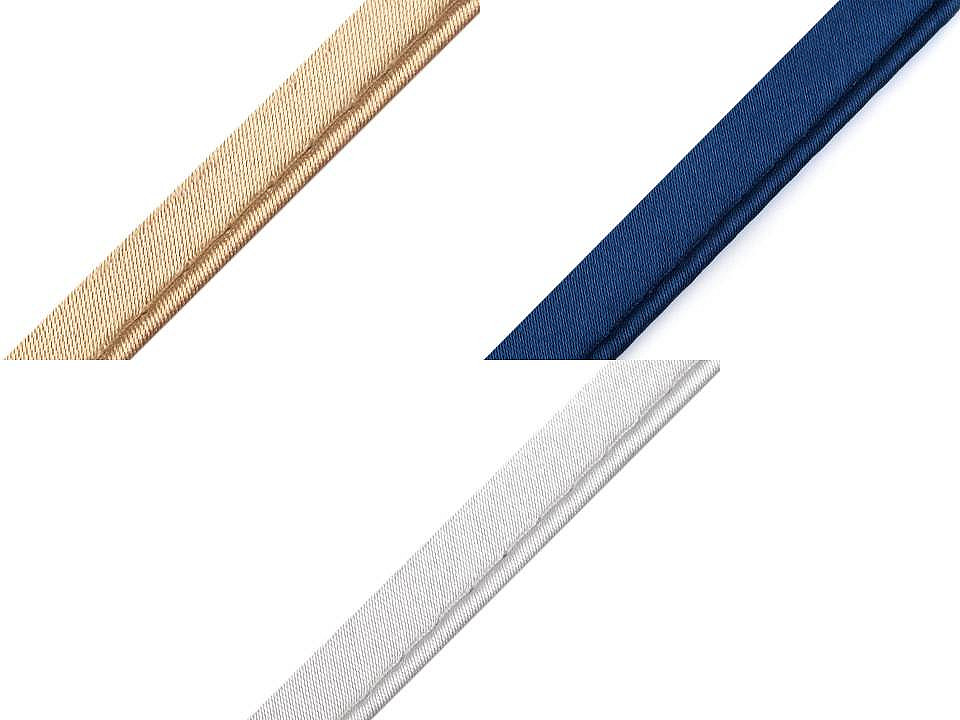 Satin bias insertion piping width 10 mm - White (20 Meters)