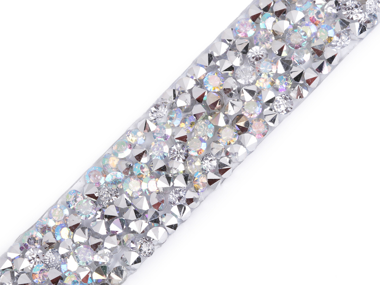 Iron on rhinestone trimming braid width 15 mm - Black diamond (1 Meter)