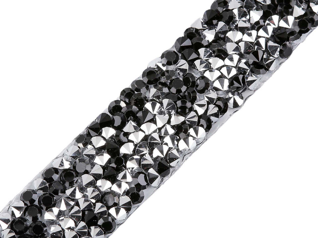 Iron on rhinestone trimming braid width 15 mm - Black diamond (1 Meter)