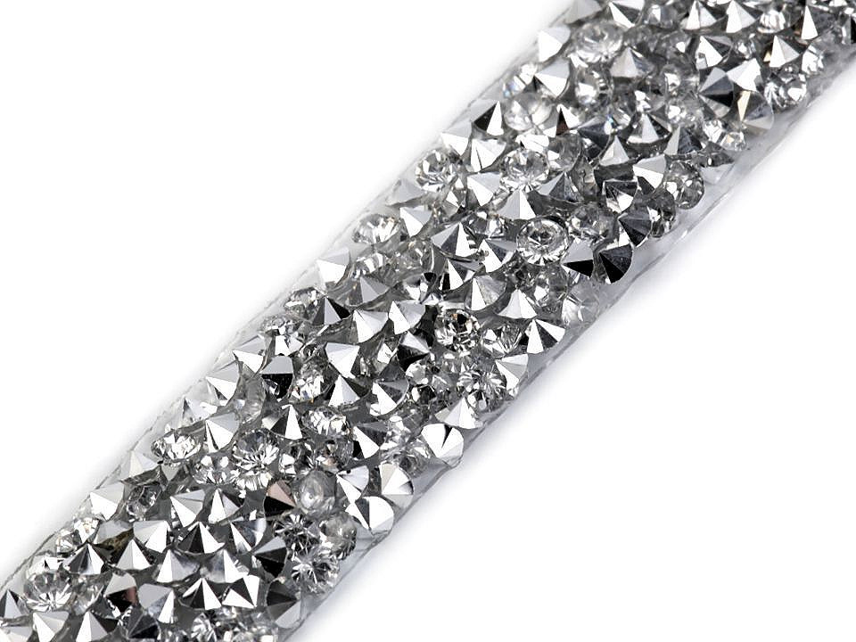 Iron on rhinestone trimming braid width 15 mm - Black diamond (1 Meter)