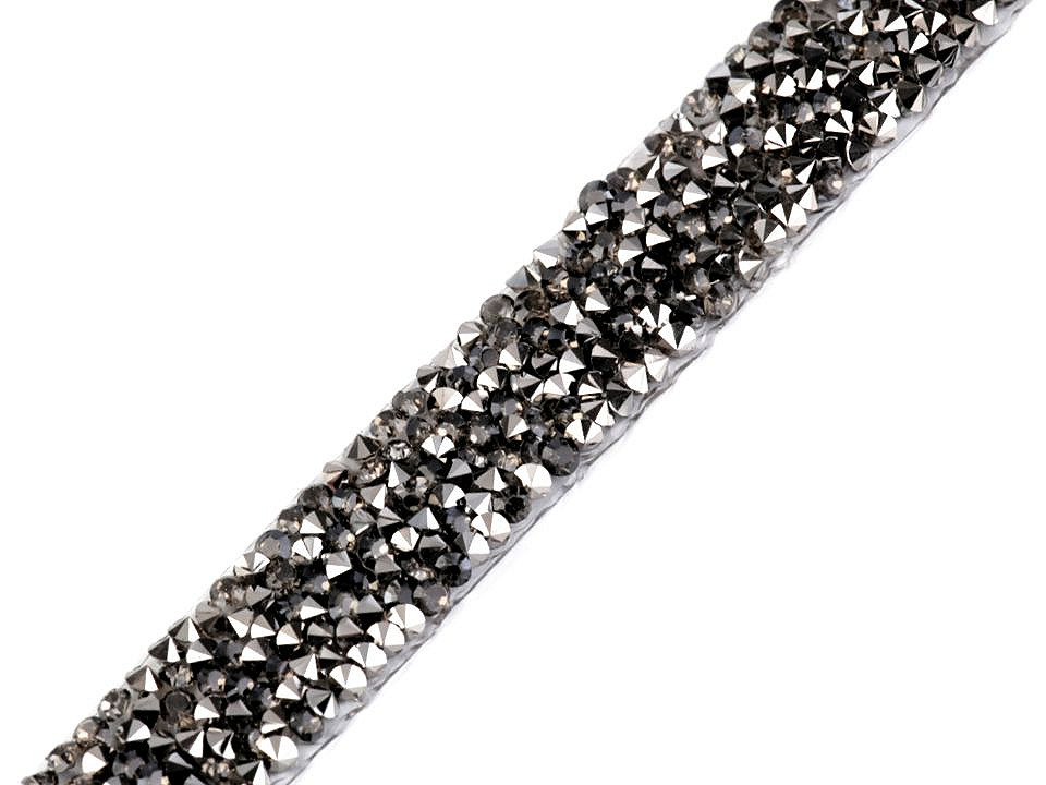 Iron on rhinestone trimming braid width 15 mm - Black diamond (1 Meter)