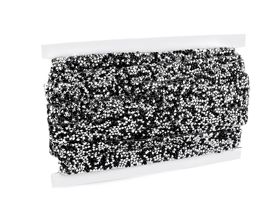 Iron on rhinestone trimming braid width 15 mm - Black diamond (1 Meter)