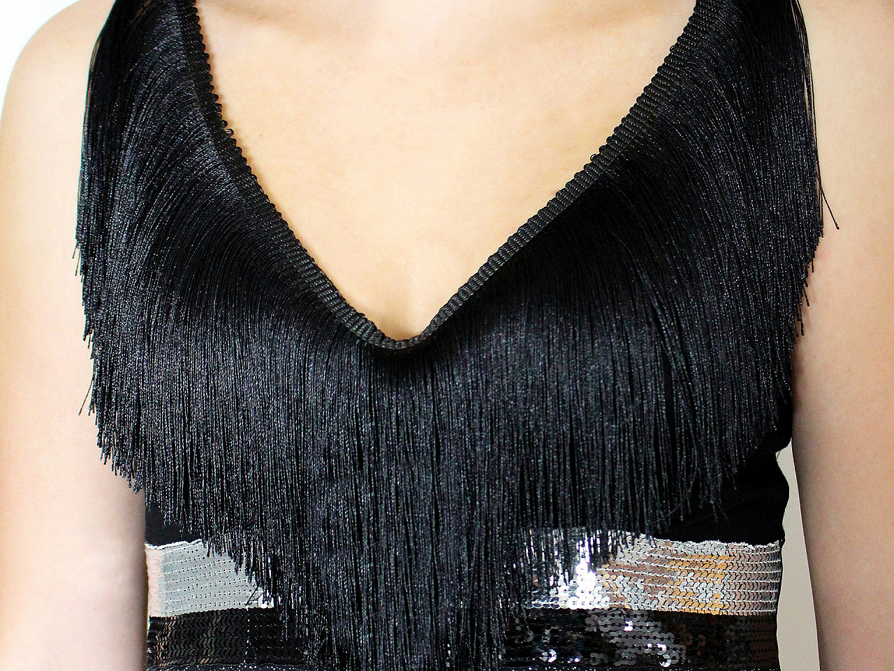 Fringe - shiny, dense, width 15.5 cm - Blue dark (1 Meter)