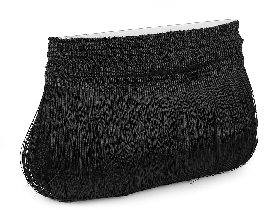 Fringe - shiny, dense, width 15.5 cm - Blue dark (1 Meter)