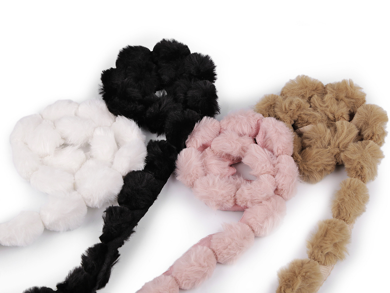 Artifical fur trimming to sew-on, round, width 3 cm - Beige (1 Meter)