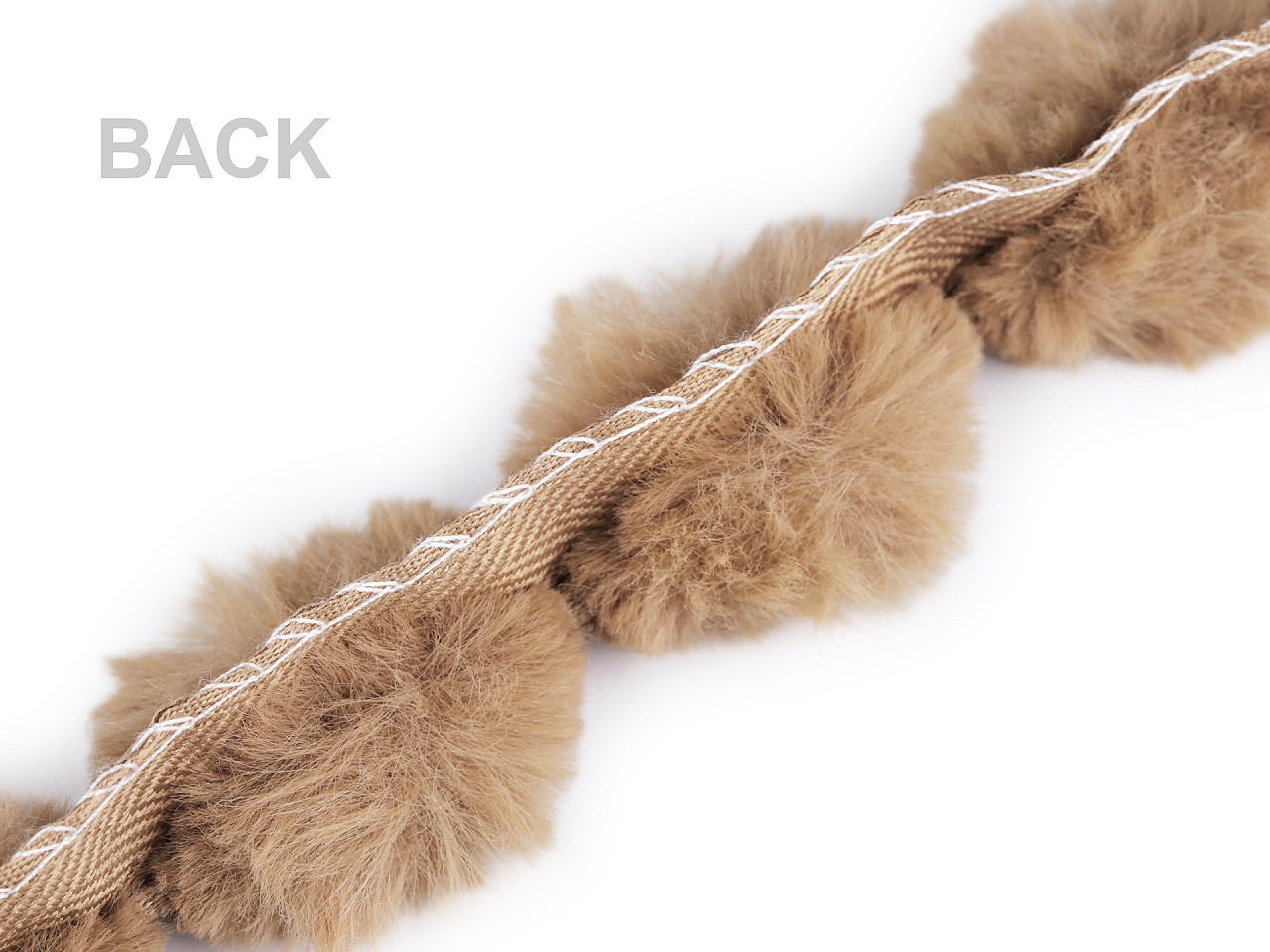 Artifical fur trimming to sew-on, round, width 3 cm - Beige (1 Meter)