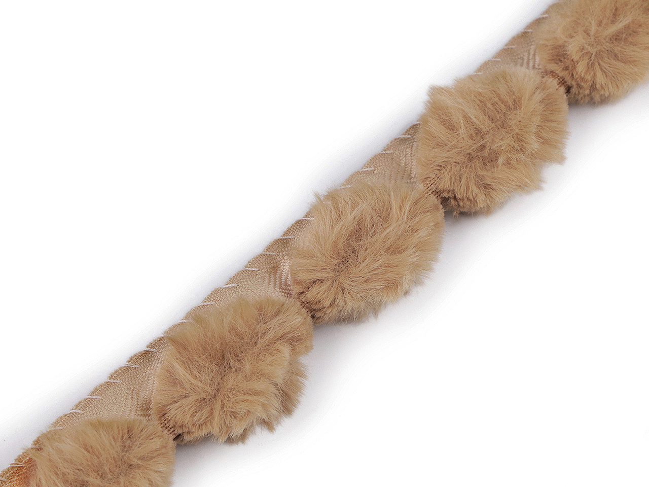 Artifical fur trimming to sew-on, round, width 3 cm - Beige (1 Meter)