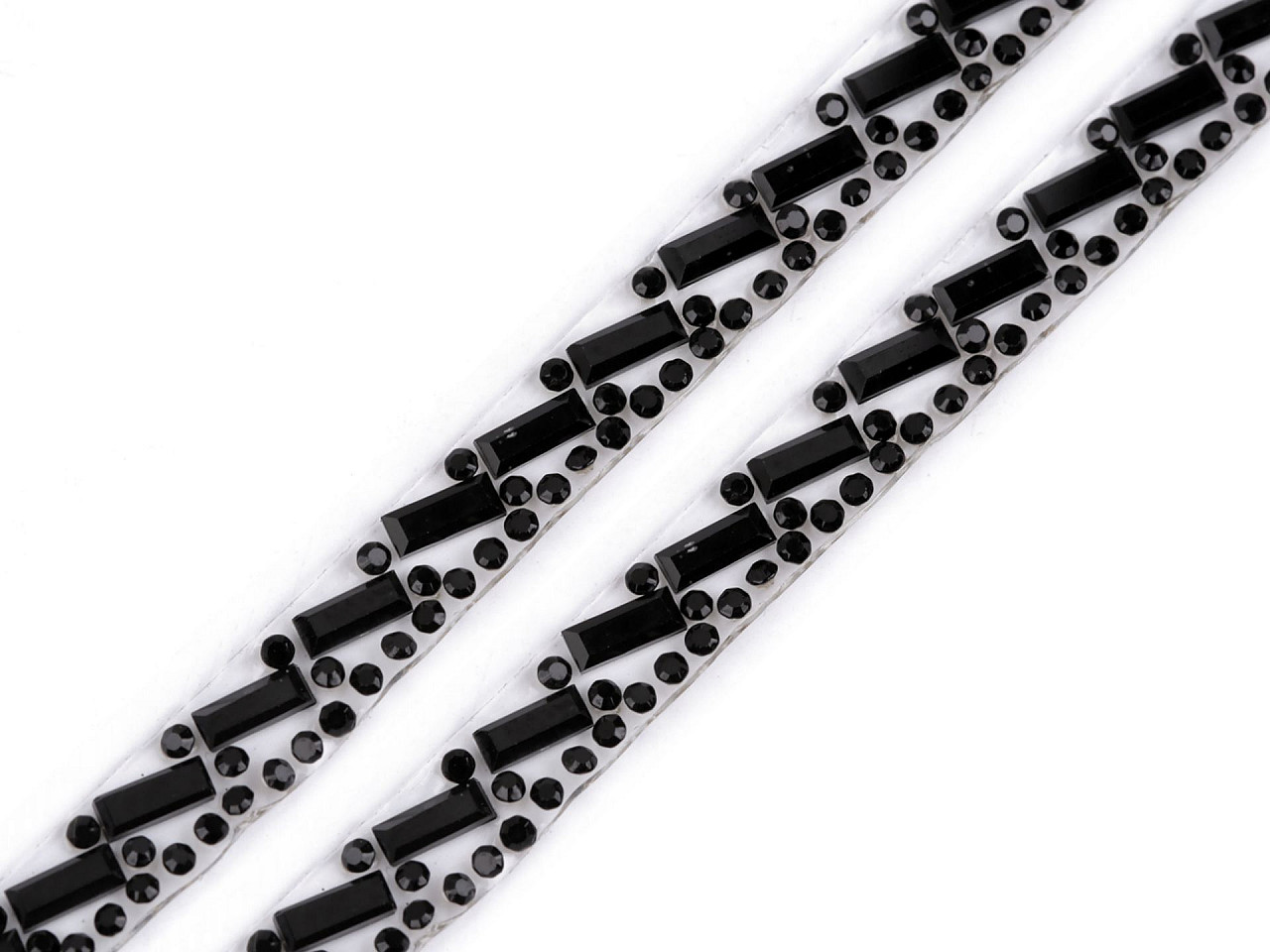 Braid trimming with rhinestones, width 8 mm, iron-on - Crystal (1 Meter)