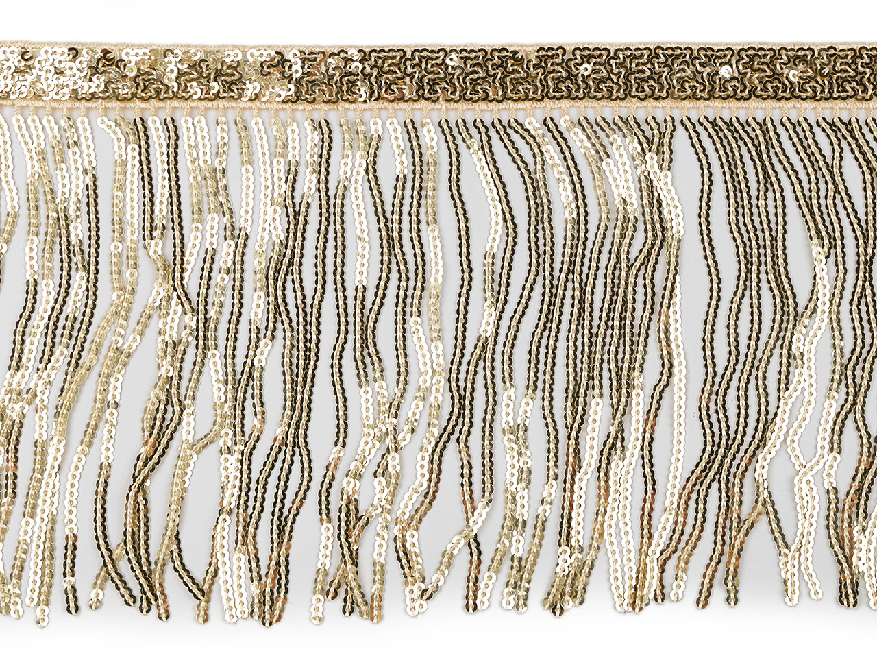 Sequin fringes / trimming braid width 15 cm - Gold lt. (1 Meter)