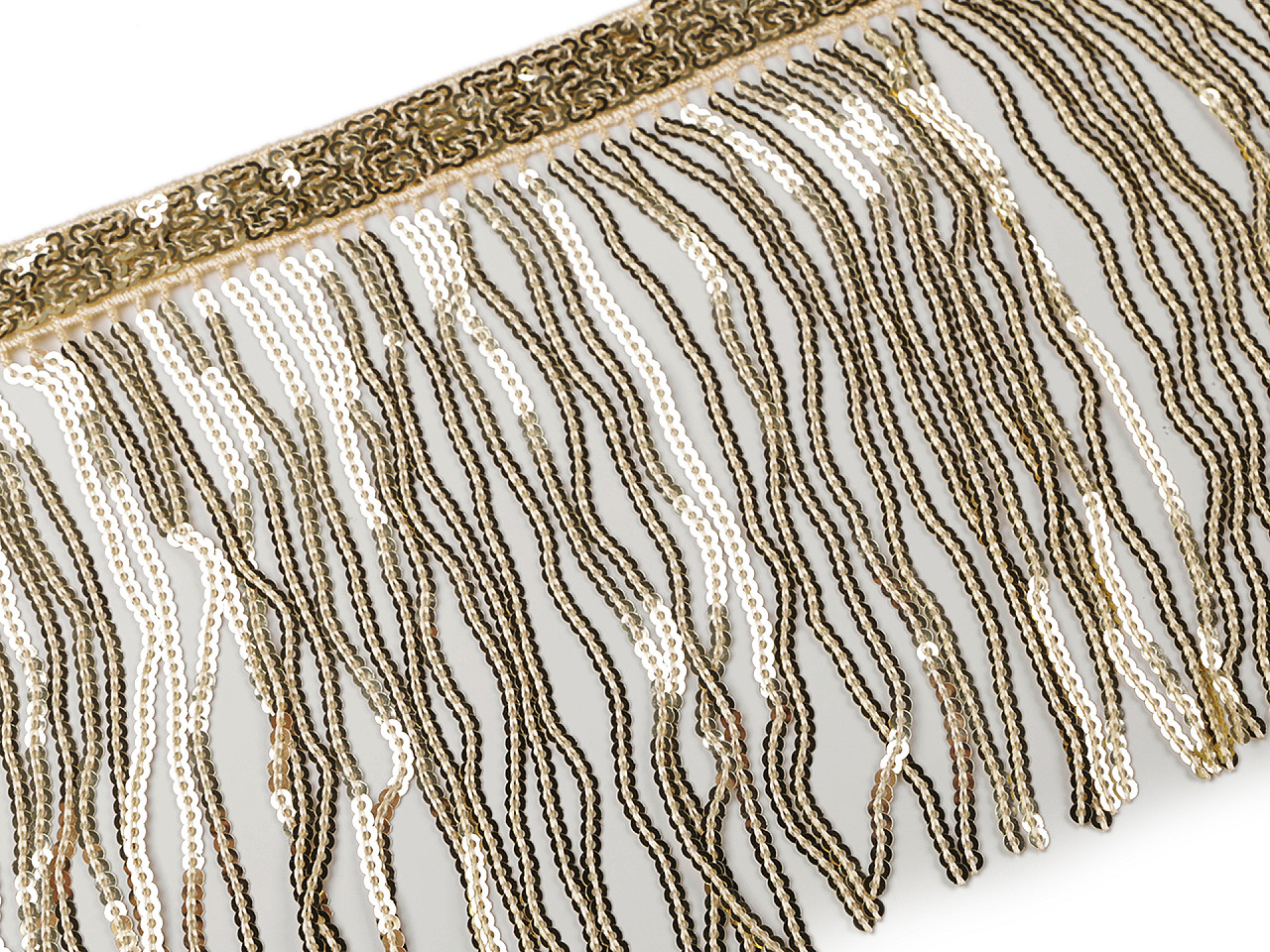 Sequin fringes / trimming braid width 15 cm - Gold lt. (1 Meter)