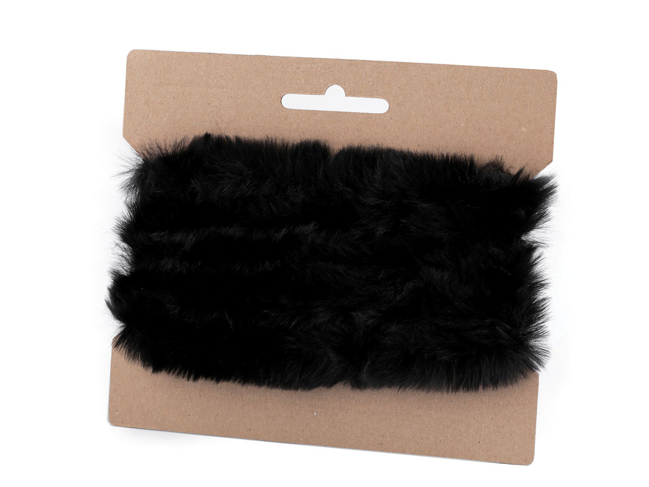 Artifical fur trimming to sew-on, flat, width 2 cm - Black (1 Piece)