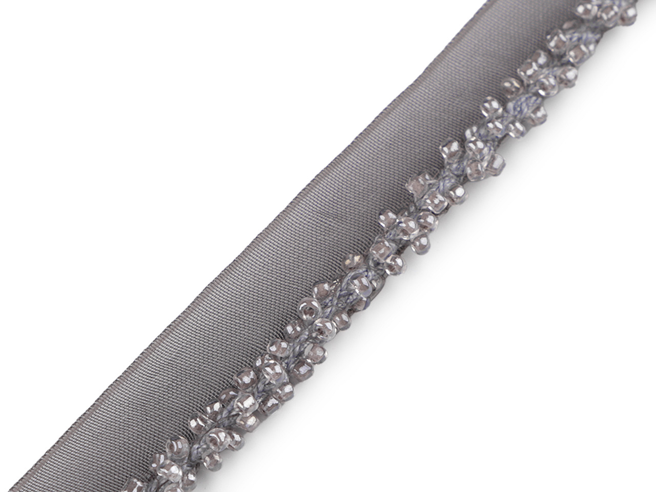 Polyester insertion piping with seed beads, width 15 mm - Off white (1 Meter)