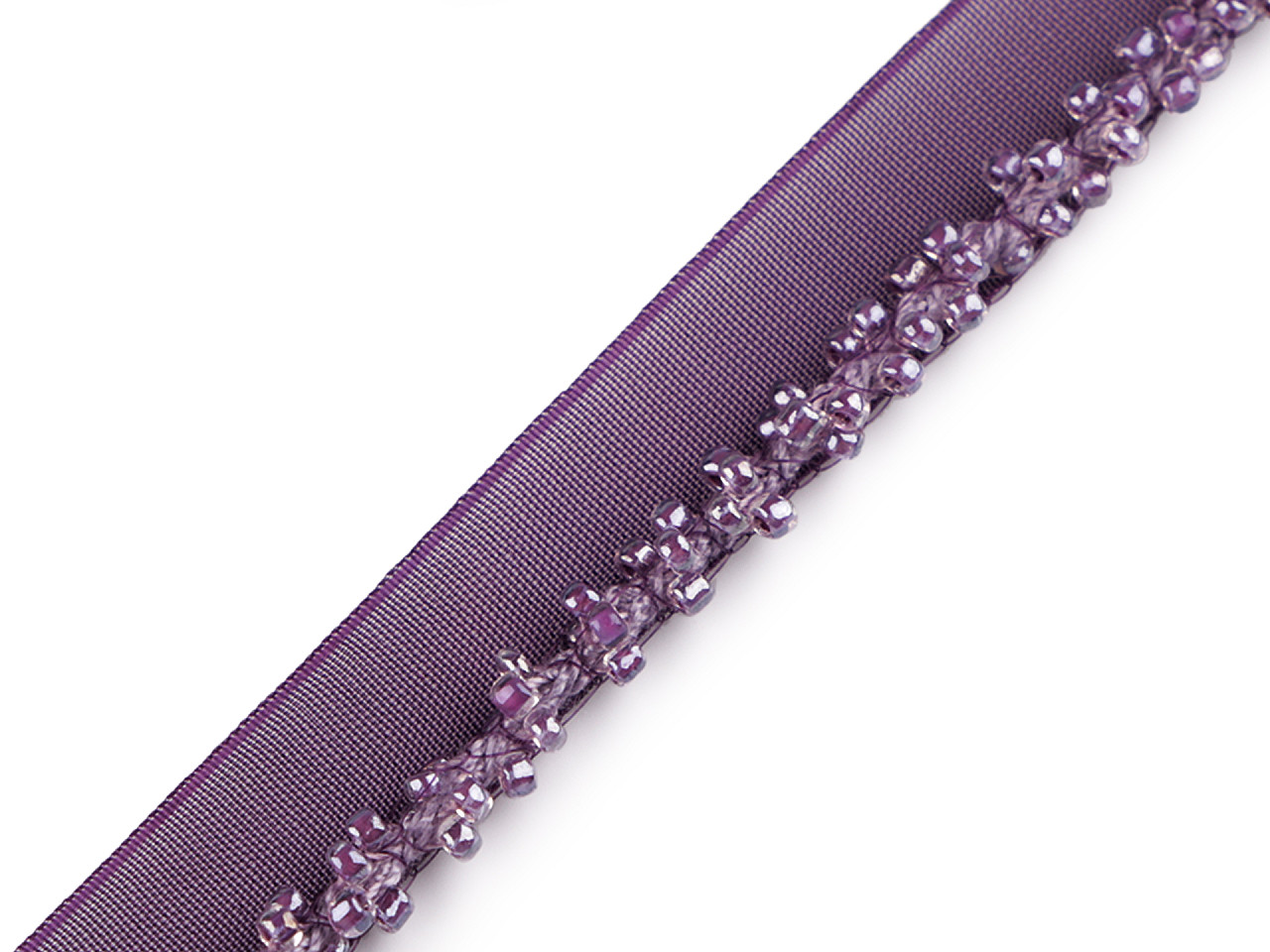 Polyester insertion piping with seed beads, width 15 mm - Off white (1 Meter)
