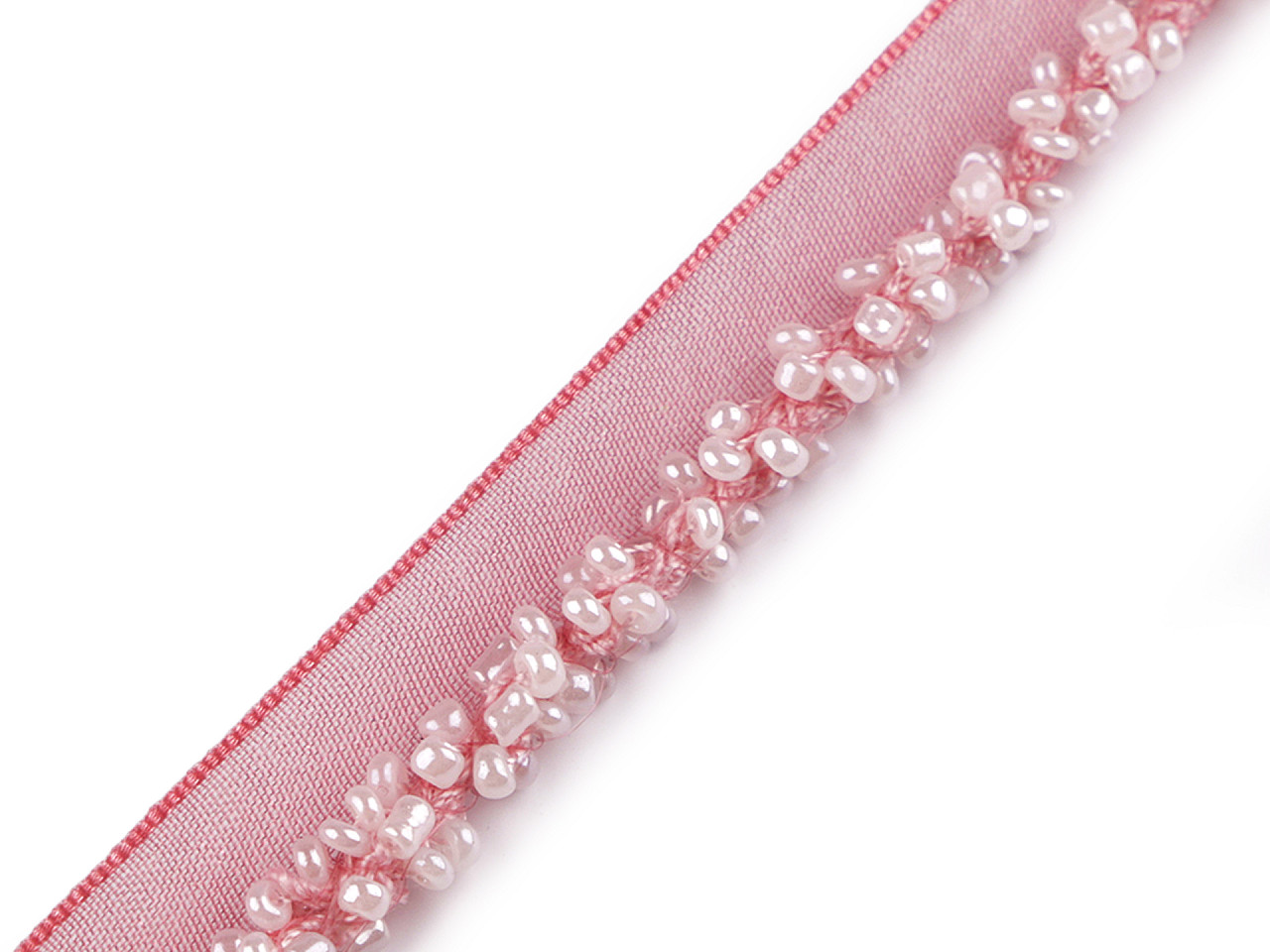 Polyester insertion piping with seed beads, width 15 mm - Off white (1 Meter)