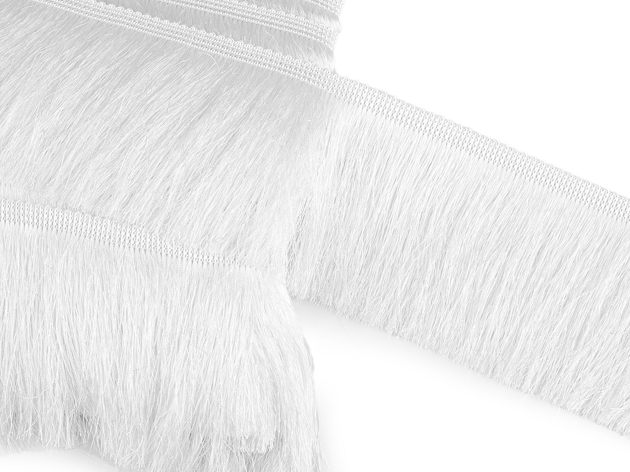 Fringe, shiny and dense, width 90 mm - White (1 Meter)