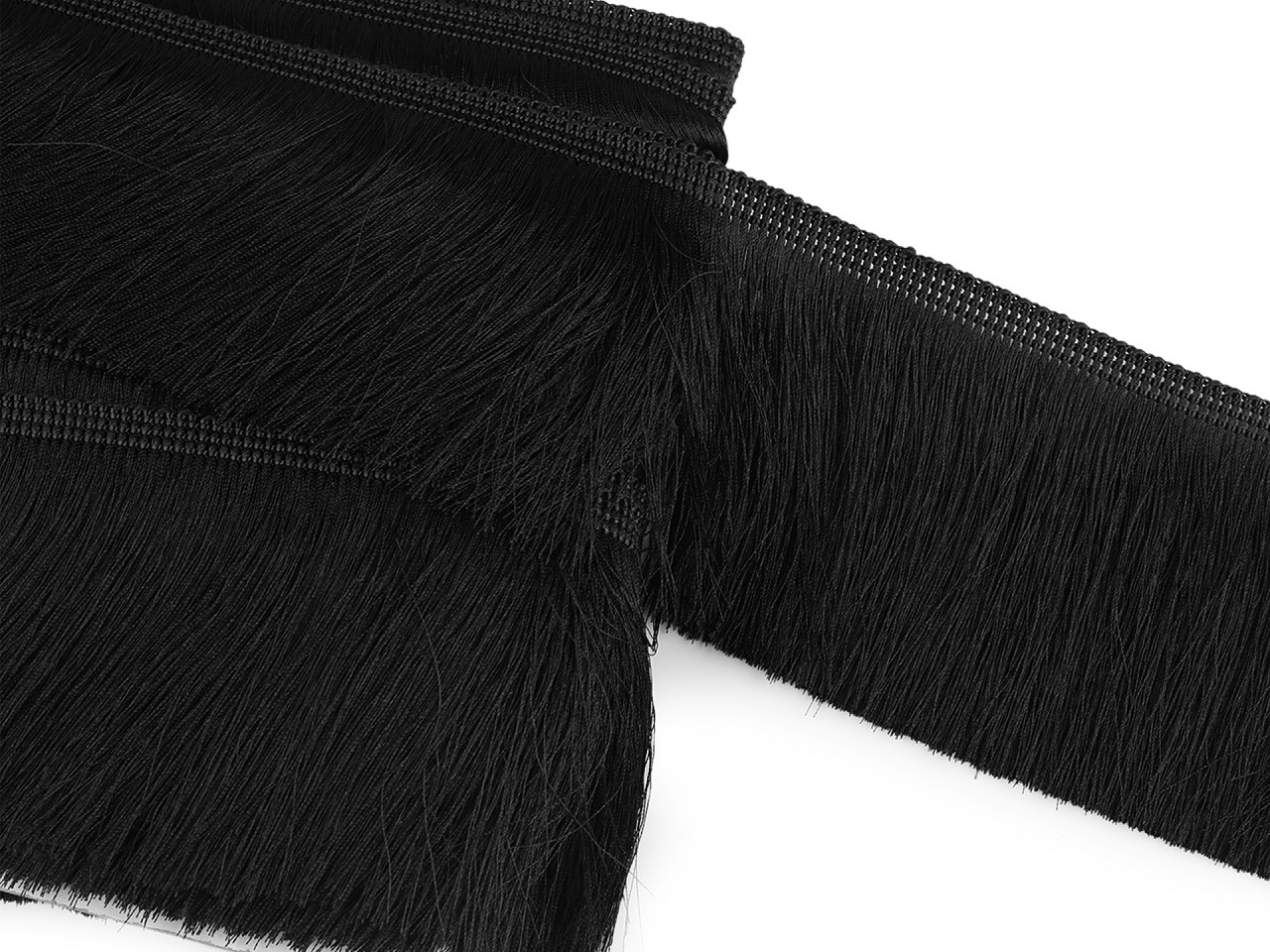 Fringe, shiny and dense, width 90 mm - White (1 Meter)