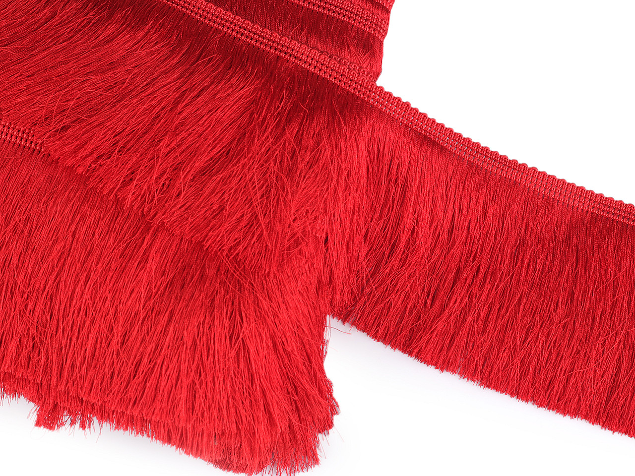 Fringe, shiny and dense, width 90 mm - White (1 Meter)