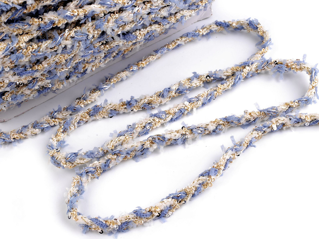 Braided trimming with small sequins, width 10 mm - Black (1 Meter)