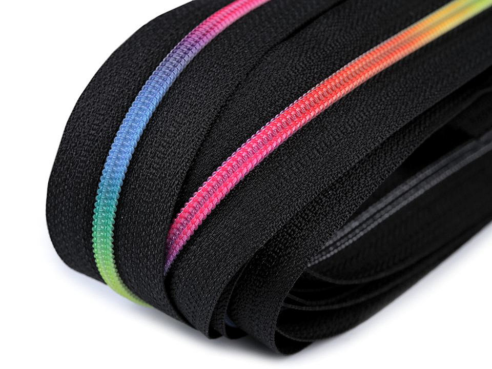 Continuous nylon rainbow zipper no 3 - White (1 Meter)