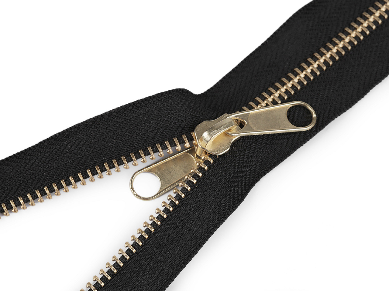Brass tent zipper, no 5 with double-sided slider, length 200 cm - Black (1 Piece)