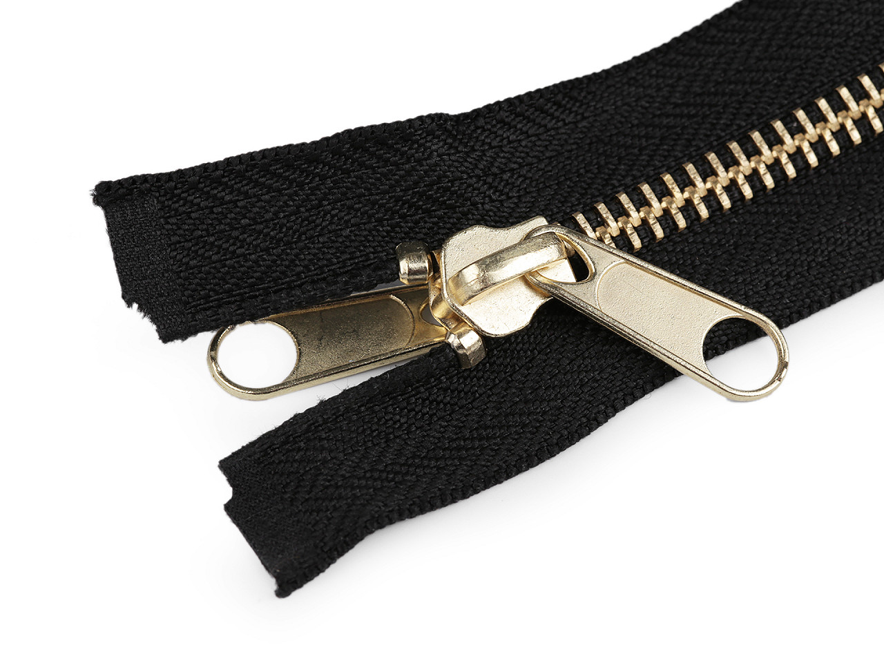 Brass tent zipper, no 5 with double-sided slider, length 200 cm - Black (1 Piece)