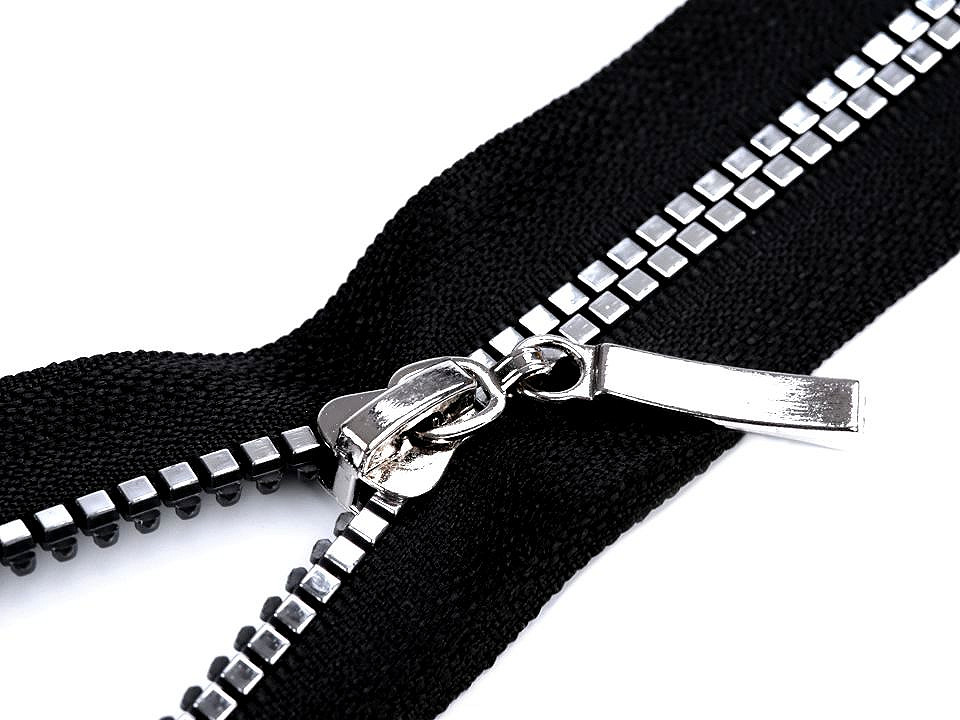 Plastic / vislon zipper no 5, length 80 cm, square teeth - Black (1 Piece)