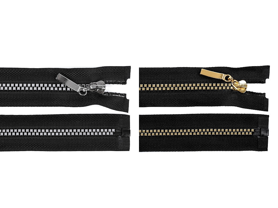 Plastic / vislon zipper no 5, length 80 cm, square teeth - Black (1 Piece)