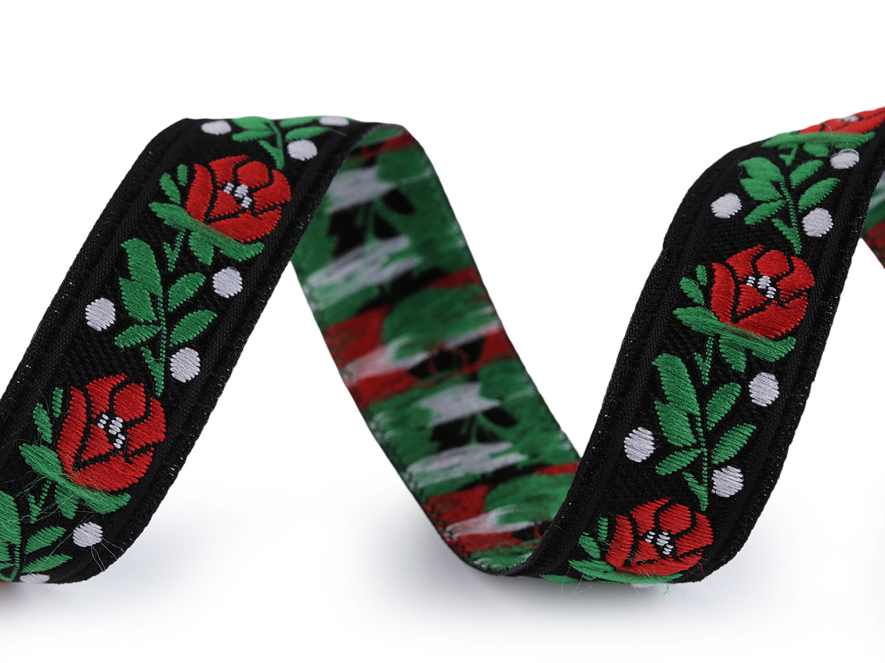 Polyester folk ribbon, width 18 cm - Black (20 Meters)