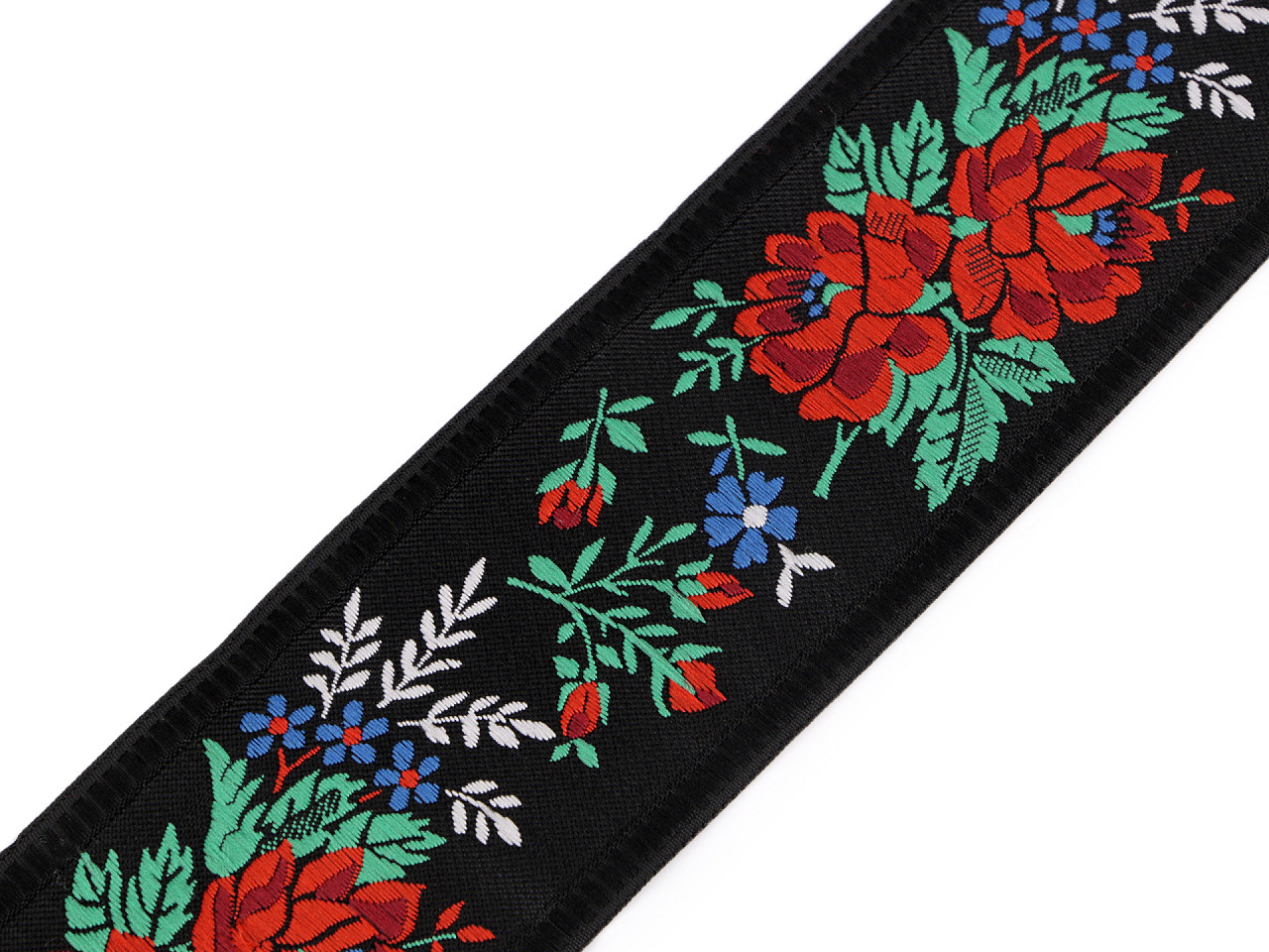 Traditional costume pattern ribbon, width 55 mm - Black (1 Meter)