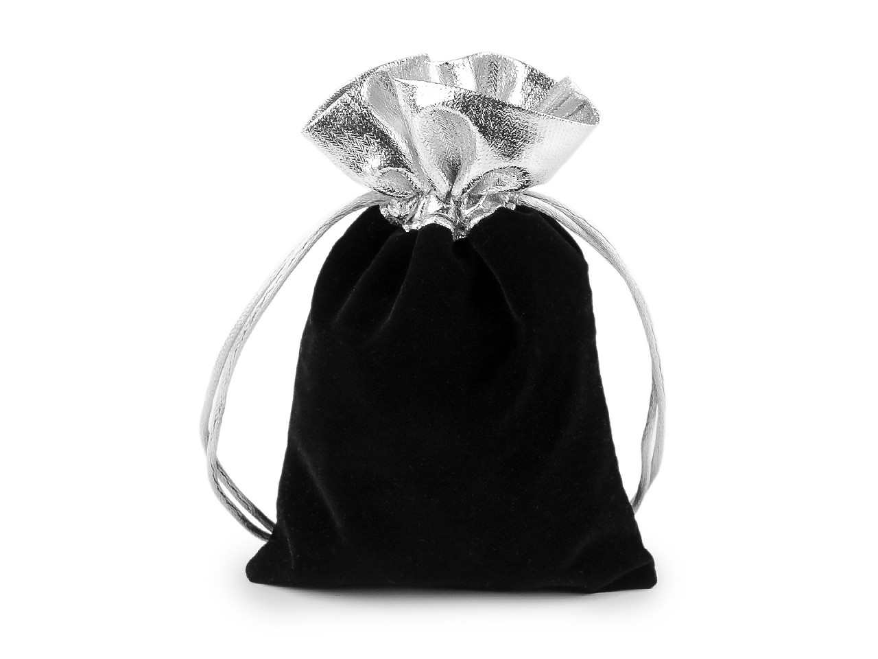 Gift bag 10x13 cm velvet, metallic - Black (10 Pieces)