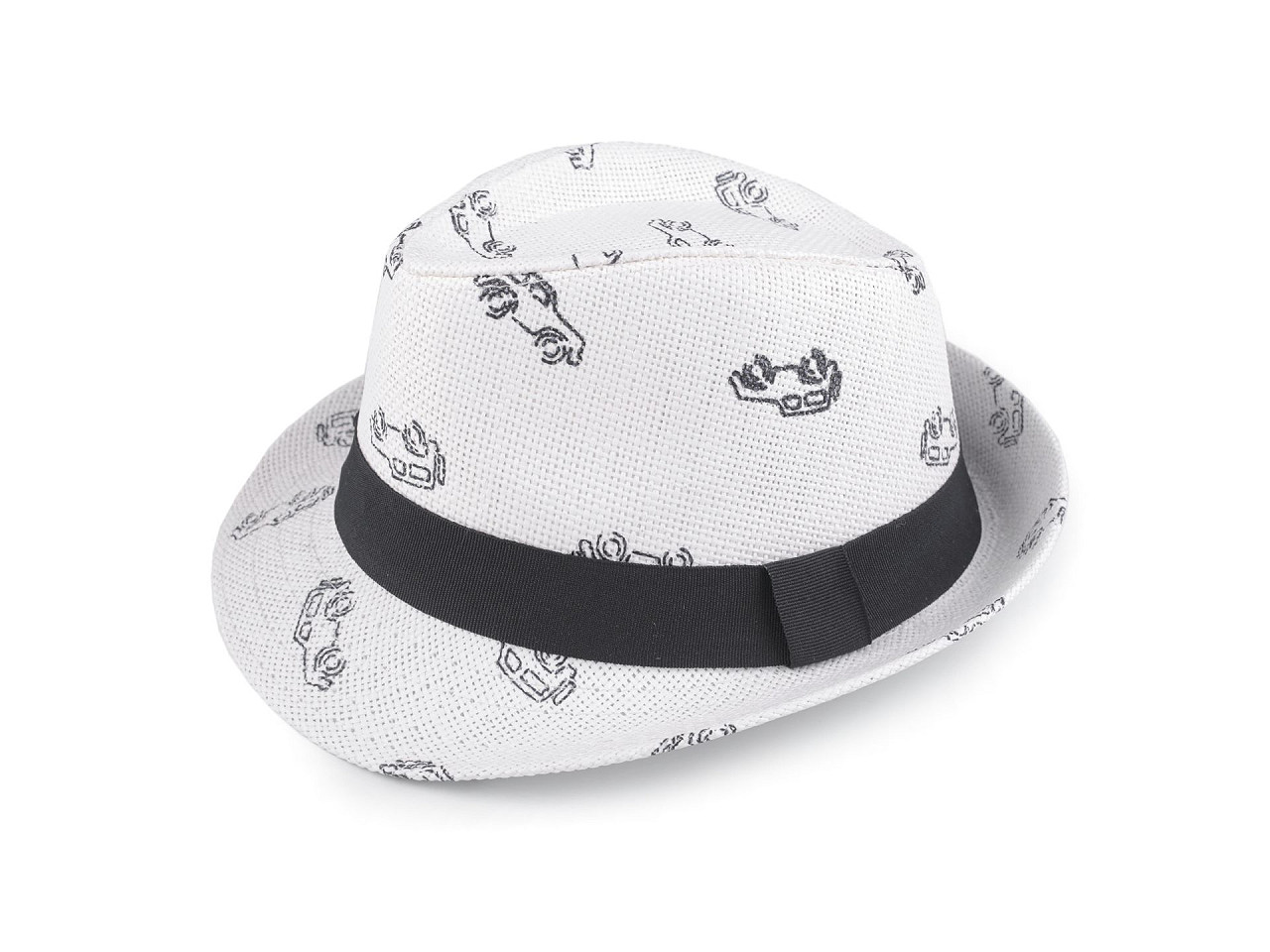 Children's summer hat / straw hat, cars - White natural (1 Piece)